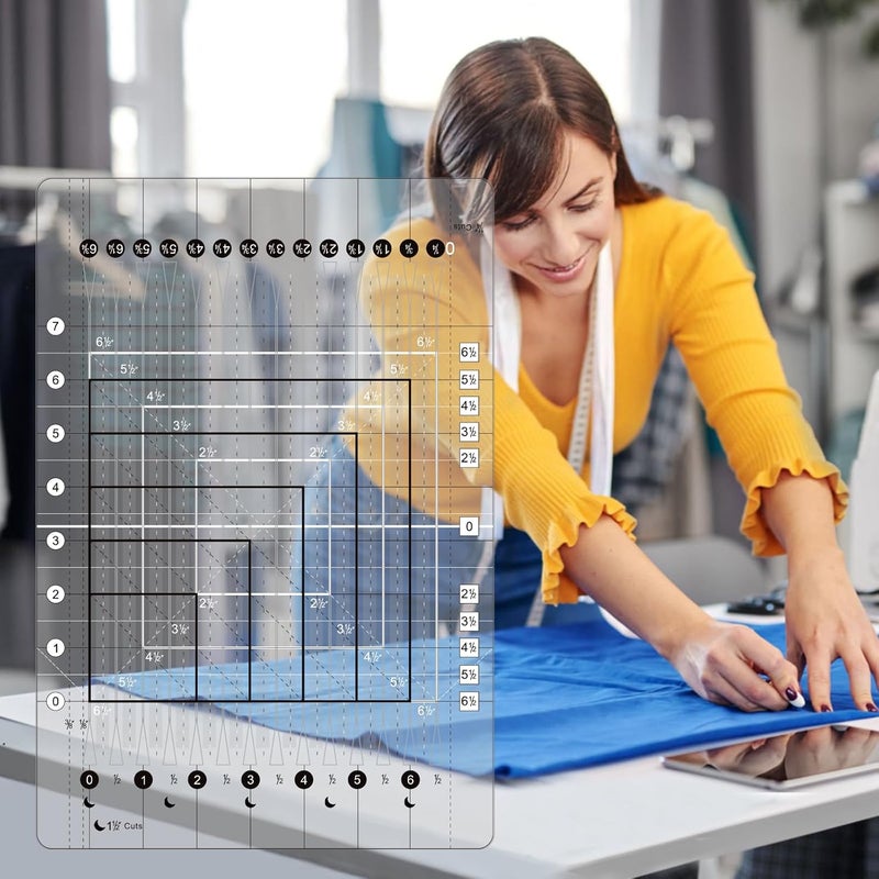 LuxLoome Quilting Ruler,8.5 * 12.5",Slotted Patchwork Ruler & Template,Non-Slip Grip Acrylic Fabric Strip Cutting, Sewing, Crafting - Image 5